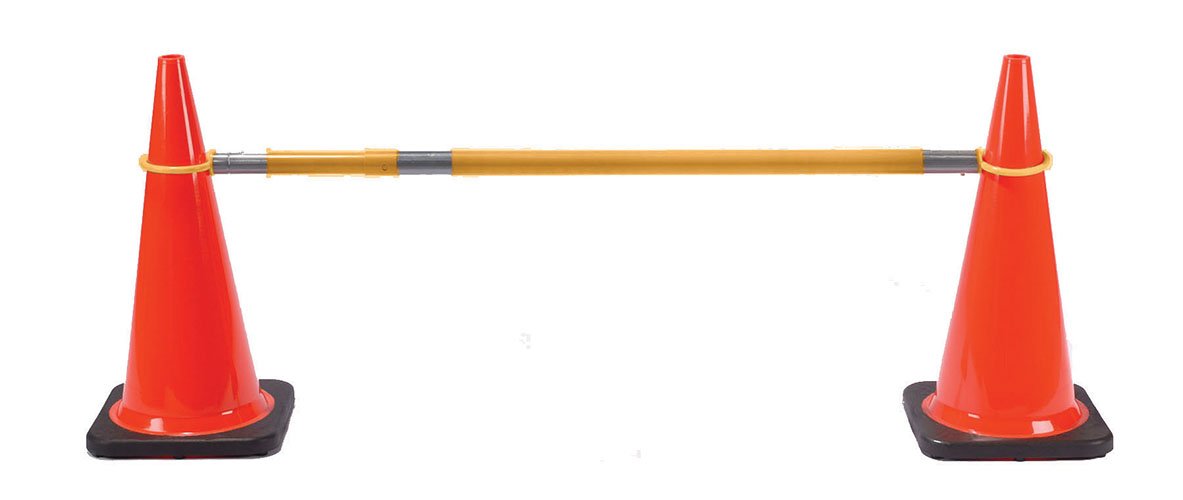 Cortina Retractable Cone Bar, Extends 5' to 9', 03-829CB-BLK, Black/Yellow