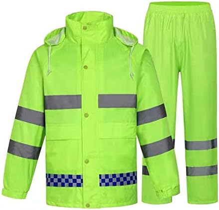 zojo High Visibility Safety Rain suit, Jacket, Pants High Visibility Reflective Rain Coats (Yellow-2XL)