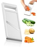 CULEB Mandoline Cuisine,Coupe Légumes Multifonctions avec Lame en Acier Inoxydable,Mandoline Rappeuse Légumes,Ustensiles de Cuisine pour Trancher Pommes de Terre,Fromage et Oignons(Blanc)