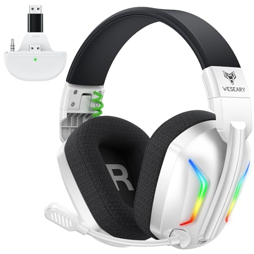Bezprzewodowy zestaw słuchawkowy WESEARY WG1 do gier na Xbox Series X|S/One, PC, PS5, PS4, Switch, Mac, 2,4 GHz i Bluetooth z mikrofonem, niskim opóźnieniem, redukcją szumów, diodą LED