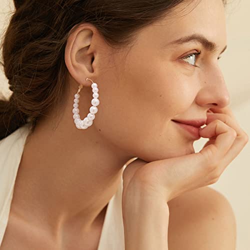 Boucles d'oreilles de Mouton Long Perle Hoop à Couches Drop