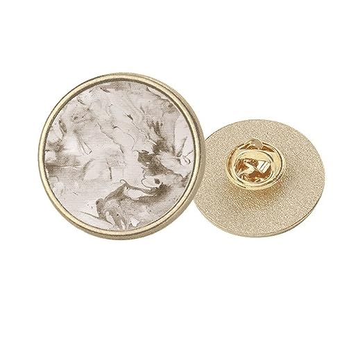 Broche de clip redondo metálico dorado con textura gris rugosa selecta