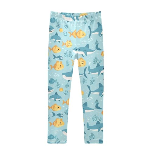 Wusikd Sea Marine Life Girls' Leggings Toddler Doodles Cartoon Kids Yoga Pants Dance Active Tights 4T