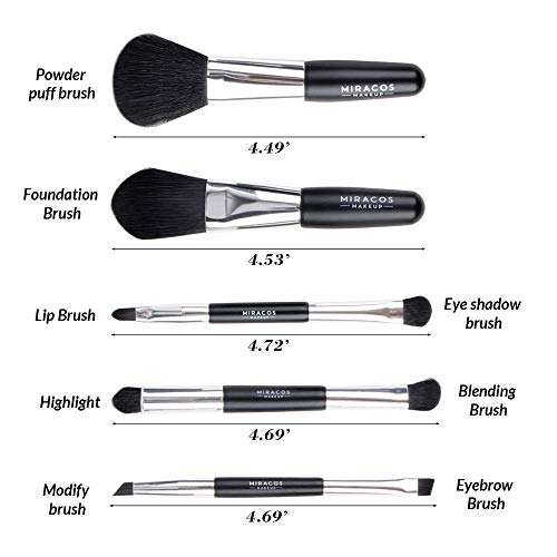 Brush Master Double Ended Travel Makeup Brush Set W/Pouch, 6Pcs Portable Mini Cosmetic Brushes Kit For Foundation, Eyeshadow, Lip, Blush, Retractable Brush #TOP1