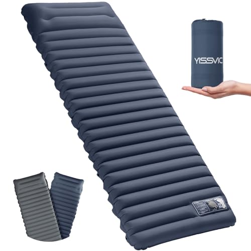 YISSVIC Sleeping Pad for Camping Mattress with Pillow Ultralight Compact Air Mattress Camping Mat Foot Press for Backpacking, Traveling, Hiking