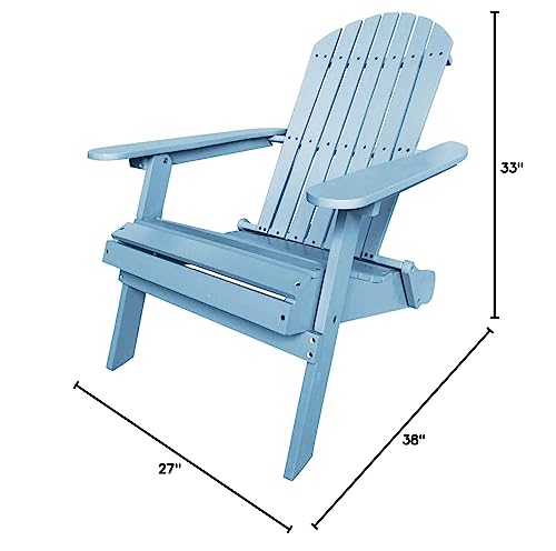 Adirondack Chair,Folding Wooden Lounger Chair，All-Weather Chair For Fire Pit/Garden/Fish With 250Lbs Duty Rating，Turquoise #TOP7