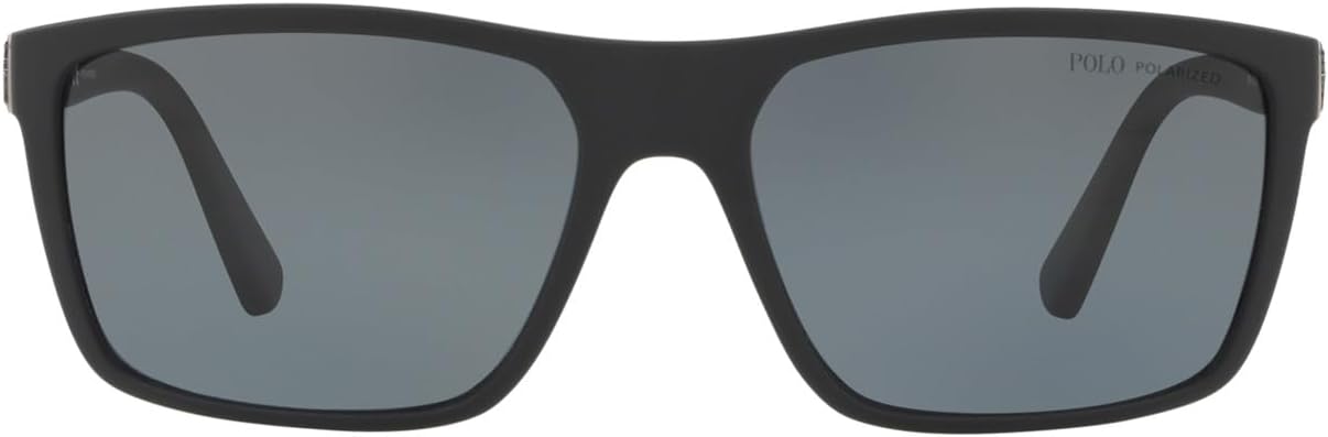 Polo Ralph Lauren Men's PH4133 Rectangular Sunglasses, Shiny Transparent Dark Havana/Green, 59 mm