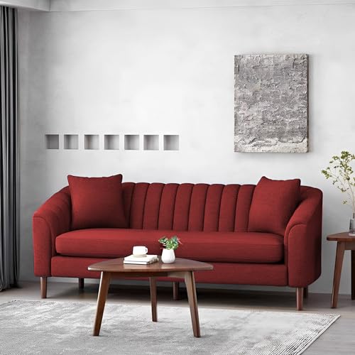 Image of Casaliving Doraldo 3 Seater Sofa Set for Living Room (Maroon -Colour) Premium Fabric Sofa Set for Living Room Sofa