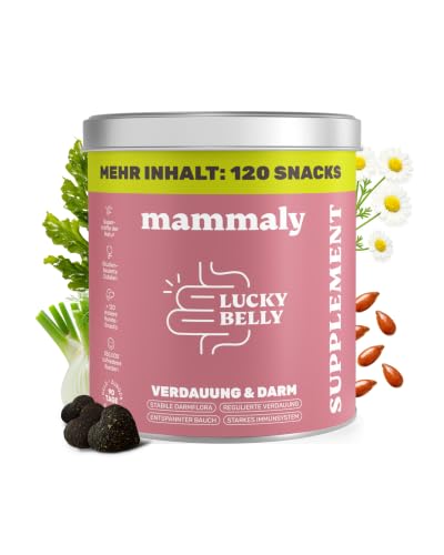 mammaly 9-in-1 Probiotika für Deinen Hund - Lucky Belly 120 Drops (350g) - Bei Magenprobleme & Verdauungsprobleme für Magen-Darm, Verdauungssnacks bei Gras fressen & Kotfresser Leckerlies mit Huhn