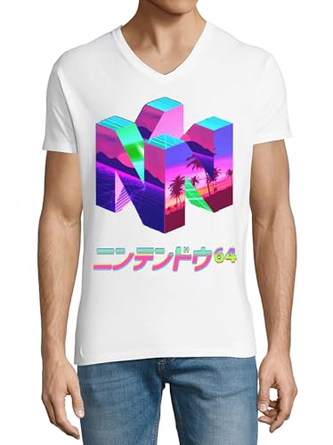 T-shirt col en V Anime 169 coton blanc homme coupe parfaite anti-déformation
