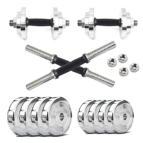 Image of BULLAR home gym set 8kg to 70kg with ez /curl /straight /pair of dumbbell rods, customize your own Exercise Set with Workout Accessories (Dumbbell Rods, Steel, 10 KG)