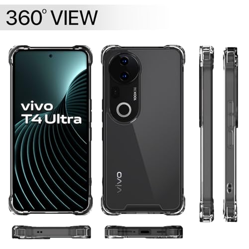 Image of Outlouders Back Cover for Vivo T4 Ultra 5G Clear Transparent PC + TPU Bumper Case with Raised Edges for Shockproof Protection(Transparent)