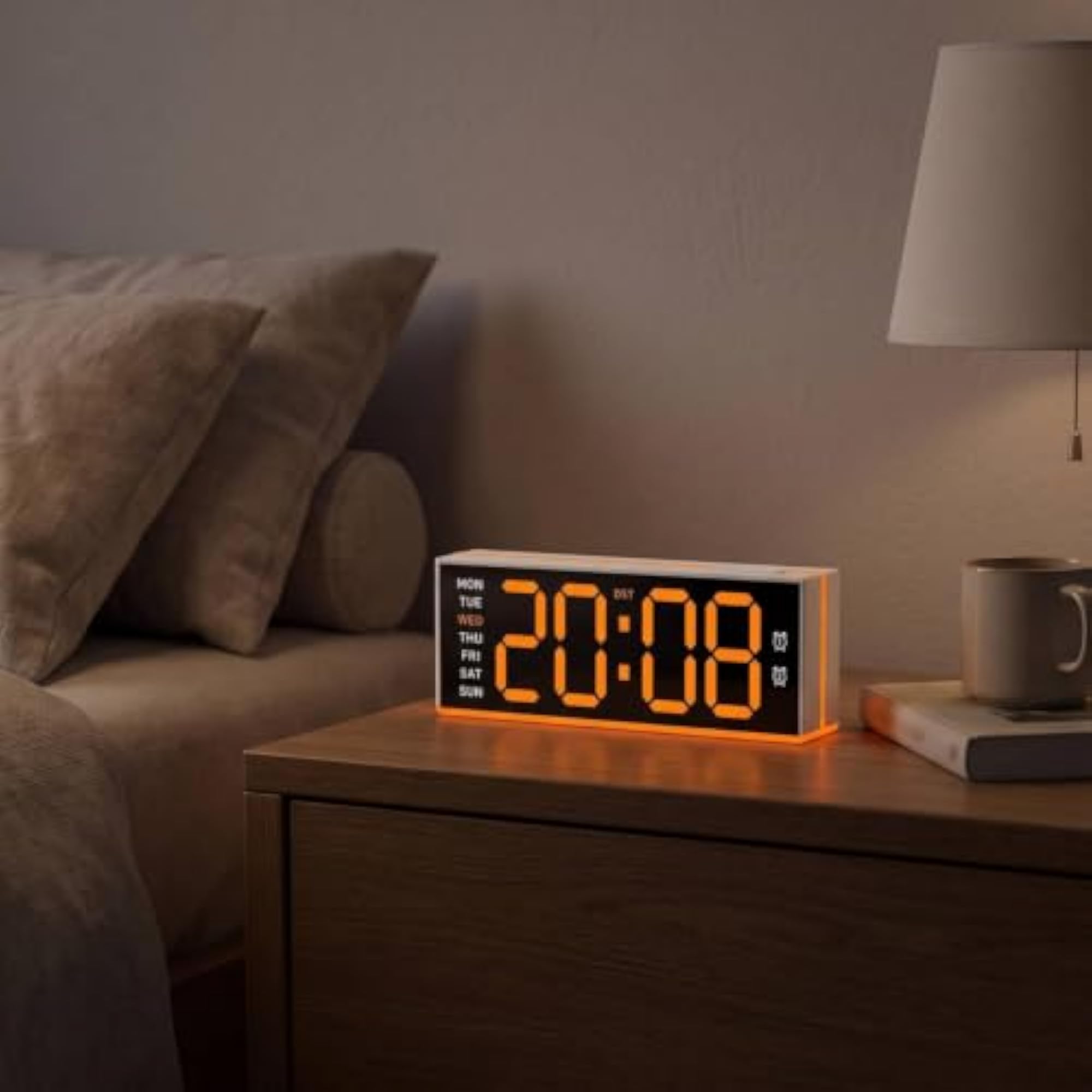 Large Numbers Digital Clock with Edge Lighting for Bedside
