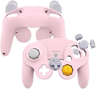 eXtremeRate Cherry Blossoms Pink Faceplate Backplate for Nintendo GameCube Controller, Soft Touch Replacement Housing Shell Cover w/Buttons for Nintendo GameCube Controller - Controller NOT Included