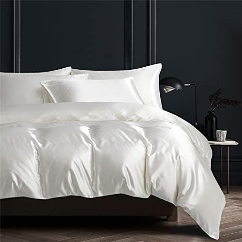 NORCH Black Satin Silk Duvet Cover Set Double Bedding Set Luxury Sexy Soft Quilt Cover with Pillowcases