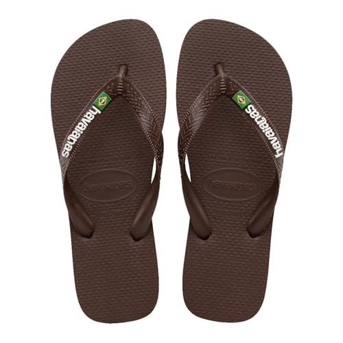 Havaianas Brasil Logo Unisex-Adult Sandals,Coffee/White,45/46 EU