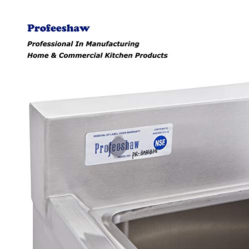 Profeeshaw 3 Compartment Sink Commercial Stainless Steel NSF Utility Basin with 10x14x10 Bowl for Kitchen or Bar in Home or Restaurant