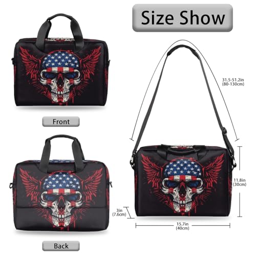 Maletín para laptop 15.6-16 pulgadas con diseño gótico y bandera americana miniatura 6