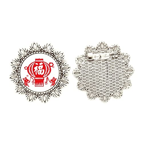 Broche de plata de ley con flores esmaltadas a mano