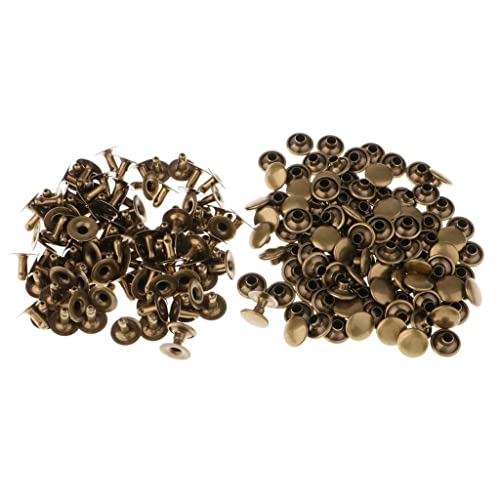 Gxdqxxd 100 Piezas Remaches para Cuero Remaches Accesorios de Manualidades Funcionalidad Resistente en Metal Adecuado para Reparación de Ropa Bolsos, Bronce, 8x5 mm; 8x7mm
