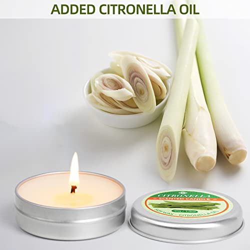 Baufulla Citronella Candles For Outdoor, Soy Wax Scented Candles, Lemongrass Scent, Portable Candle Gift Set For Mother's Day, Outdoor Candle For Garden, Patio, Camping, 8X1.4Oz #TOP1