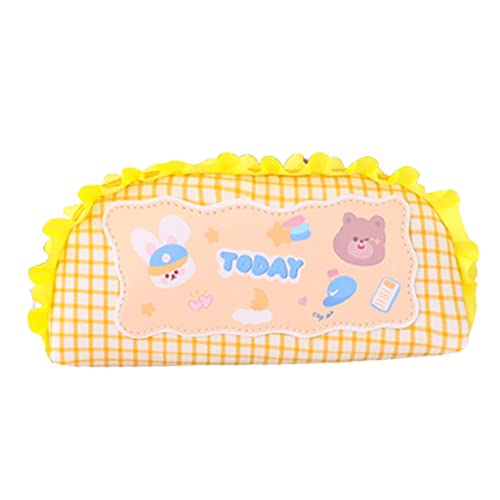 trousse à crayons Crayon Case Big Capacité Sac à Papeterie Japonaise Cute Capacité Sac de papeterie japonaise pour les filles Adultes Femmes High School College télescopique (Color : Yellow) Cover