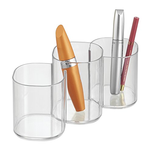Image of iDesign Trio Cup Vanity Cabinet Cosmetic Organizer, The Clarity Collection - 8.2 inch x 3 inch x 3.75 inch, Clear