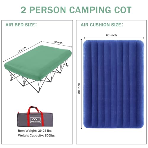Image of KAMPKEEPER Camping Cot,Camping Cots for Adults,Folding Camping Cot with Inflatable Air Mattress and Carry Bag,for Outdoor Travel Camp Beach Vacation (not Included The Airpump)