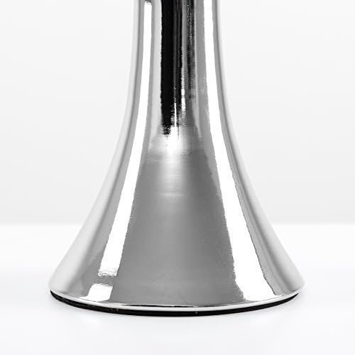 MiniSun Pair of - Small Modern Chrome Touch Table Lamps with Grey Fabric Shades - Complete with 5w LED Dimmable Candle Bulbs [3000K Warm White]