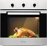 24' Single Wall Oven, 2.3 Cu.ft. Built-in Electric Wall Oven 5 Cooking Functions Roast Bake Grill Broil, Mechanical Knobs Control, Stainless Steel Finish, for Kitchen, ETL Certified