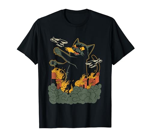 Arte cómico de anime Kaiju Cat, gráfico japonés de Zilla Big Cat Camiseta