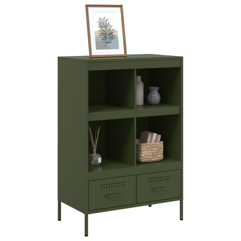Armoires et rangements-Buffets & Buffets-Highboard Vert Olive 68x39x101.5 cm Acier