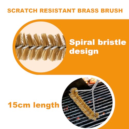 2 Stück Grillbürste Messing, Grill Reinigungsbürste Messingbürste Grill, Grillbürste für Gussrost, Reinigungsbürste für Grillrost Gasgrill Holzkohlegrill Gusseisengrill