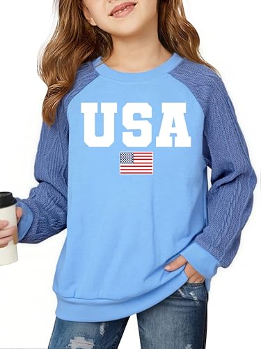 Image of CAZYCHILD Girls 4th of July Shirt Boys USA Tshirt Kids American Flag Sweatshirt Patriotic Pullover Tee Tops