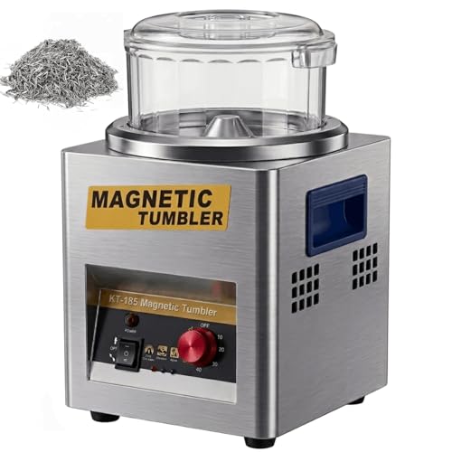 Magnetic Tumbler Polisher 500g Capacity Jewelry Finishing Machine 2000 RPM Bidirectional Rotation with 1-60 Min Timer Professional Deburring & Polishing Tool for Jewelry Rings Metal Parts