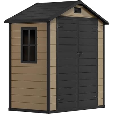 DWVO 6.2x3.4 FT Outdoor Resin Storage Shed with Reinforced Floor, All-Weather Bike Storage Shed with Lockable Door, Window and Vent, Waterproof Plastic Tool Storage for Garden, Backyard, Patio, Lawn
