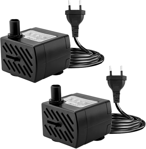 Pompa Acqua 3W 180L/H – Mini Pompa Ultra-Silenziosa per Acquario, Fontanella per Gatti, Teich, in Plastica
