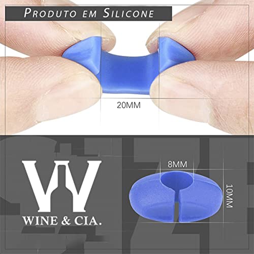 Kit com 12 Marcadores de Silicone P/Taça de Vinho Champanhe