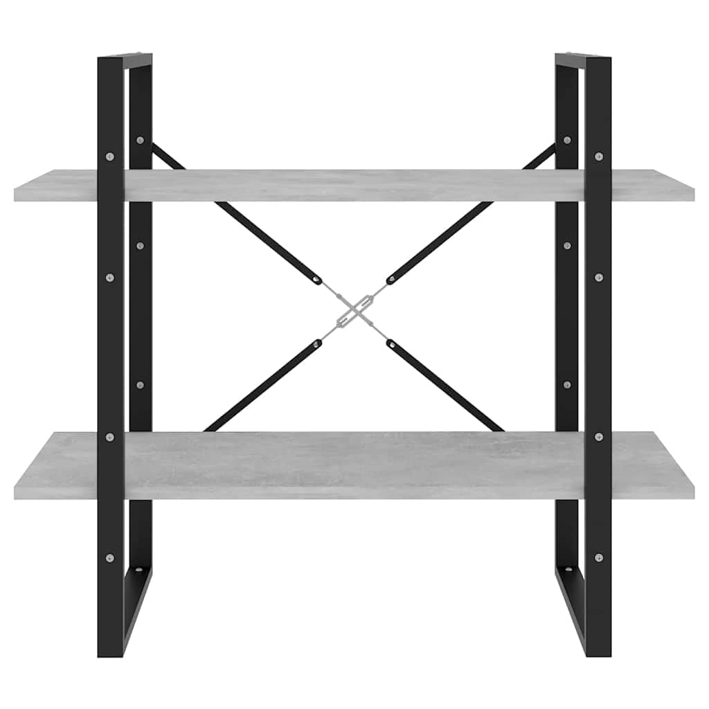 Scaffale a 2 livelli in compensato, grigio cemento, 80 x 30 x 70 cm