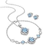 parure gioielli acquamarina Set completo: questo set di gioielli da 3 pezzi include un'elegante collana con ciondolo, un braccialetto infinito abbinato e un paio di orecchini scintillanti. Perfettamente abbinati per un look armonioso.