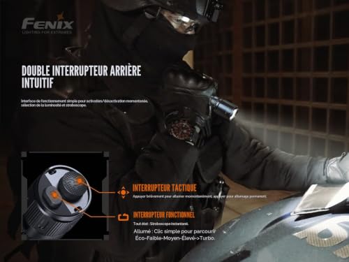 Fenix TK20R v2.0, 3000 lumens, alimentation 21700, rechargeable USB-C, lampe de poche APF, noir – vue 2