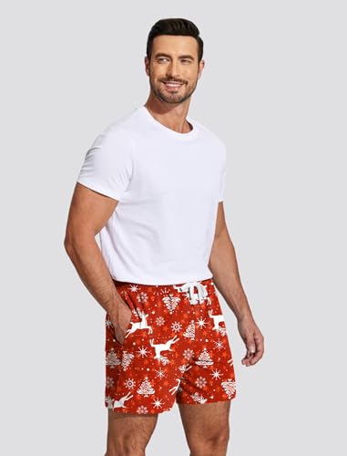 Image of Deyeek 5.5 Inch Mens Pajama Shorts Sleep Cotton Lounge PJ Lightweight Elastic Waist Drawstring Nightwear Bottom with Pockets