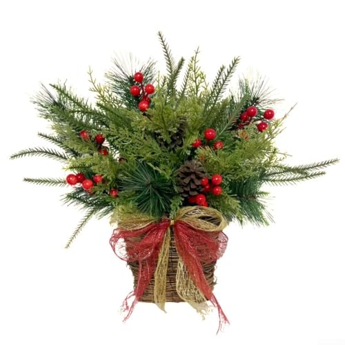 Cesto di fiori natalizio per interni ed esterni, per decorazione stagionale, progettato per resistere alle intemperie con accessorio da appendere