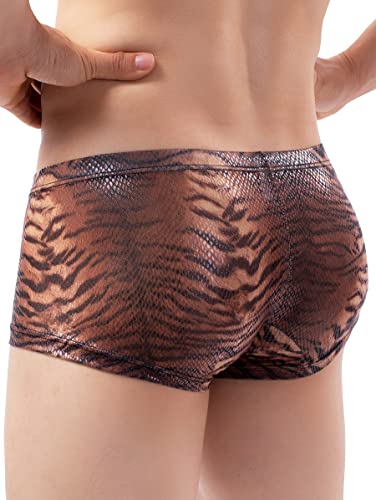 IKINGSKY Men's Tiger Stripes Boxer Briefs Breathable Bulge Shorts Underwear Sexy Low Rise Trunk Under Panties3