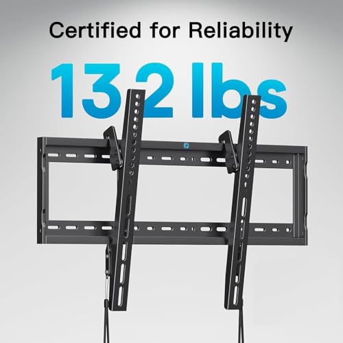 Image of Pipishell Tilt TV Wall Mount Bracket Low Profile for Most 37-90 Inch LED LCD OLED Plasma Flat Curved TVs, Large Tilting Mount Fits 16 inch-24 inch Wood Studs Max VESA 600x400mm Holds up to 132lbs