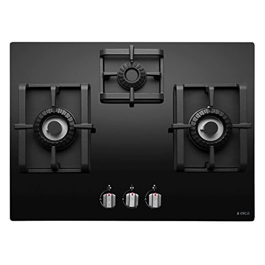 Elica Hob 3 Burner Auto Ignition Glass Top - 2 SWIRL Burner and 1 Dual Brass Burner (PRO MFC 3B 70 DX SWIRL)