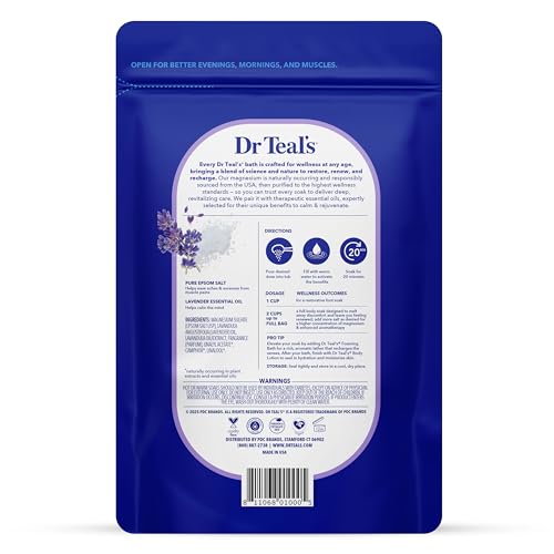 11 Best Bath Soaks for Sore Muscles: Relief That Works for Women Over 50 3 Dr Teal's Epsom Salt Soaking Solution, Soothe & Sleep, Lavender, 3lbs