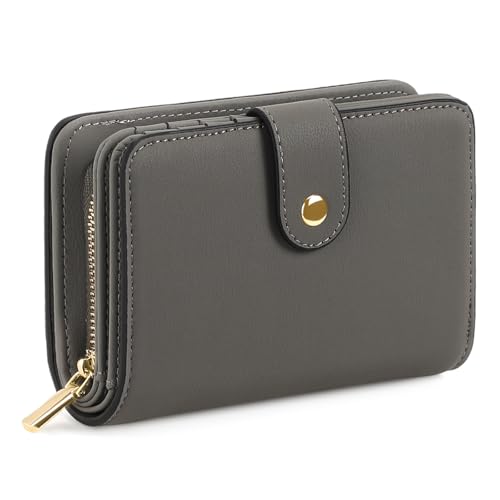 Portafoglio Donna Piccolo Bloccaggio RFID Portamonete con Cerniera e chiusura a Scatto Scomparti per Carte Multipli Porta di Credito