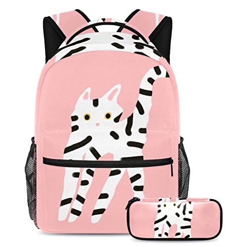Sac à dos chat noir et blanc : fini les affaires perdues avec ce lot cartable et trousse