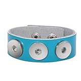 Material: hochwertiges Leder ANDANTE Leder Armband für Chunks Click-Buttons mit Druckknopf-Verschluss (18-22 cm) Neon Blau